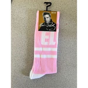 Official elvis Presley pink striped star crew socks US 7-12 unisex men’s women’s